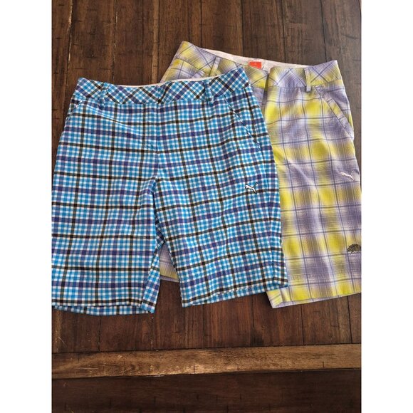 Puma Plaid Golf Shorts Bundle Size 6 - Picture 1 of 9